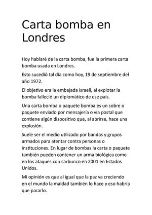 Carta Bomba En Londres