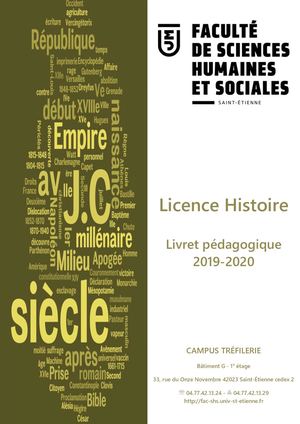 Livret Pedagogique Licence Histoire 2019 2020