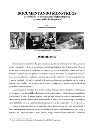 Documentando Monstruos: La TV Los Documentales Criptozoólogicos Y El Imaginario