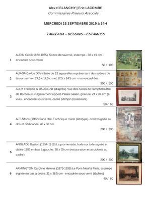 25/09/2019 - Bordeaux - Tableaux Dessins Gravures Anciens & Modernes