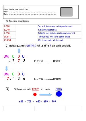 Prova Inicial Matemàtiques 4t