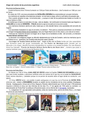 Origen del nombre de las Provincias Argentinas