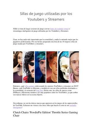 Sillas De Juego Utilizadas Por Los Youtubers Y Streamers