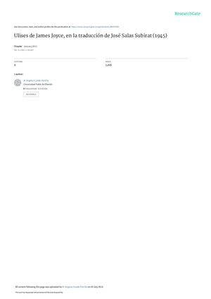 Ulises De James Joyce En La Traduccion De Jose Sal