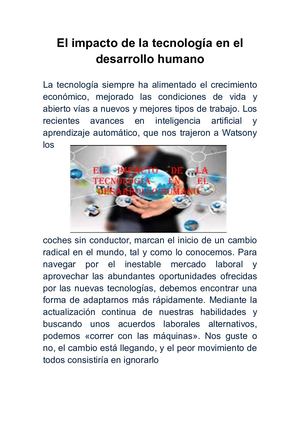 El Impacto De La Tecnología En El Desarrollo Humano