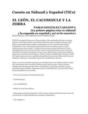Cuento En Náhuatl Y Español
