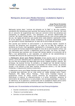 Pantallasamigas Netiqueta Joven Para Redes So  ciales Ciudadania Digital Y Ciberconvivencia Shtm