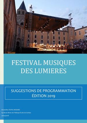 Festival Musiques Des Lumieres : Suggestions De Programmation