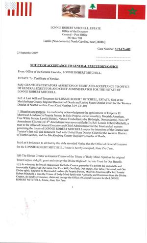 Notice Of Acceptance General Executor's Office
