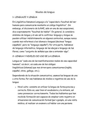 Niveles De Lengua