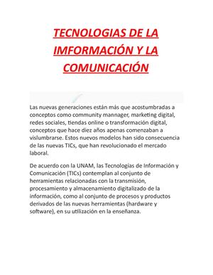 Tecnologias De La Imformación Y La Comunicación