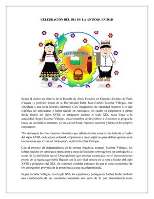 Celebración Del Día De La Antioqueñidad