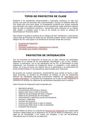 Tipos De Proyecto Eduteka