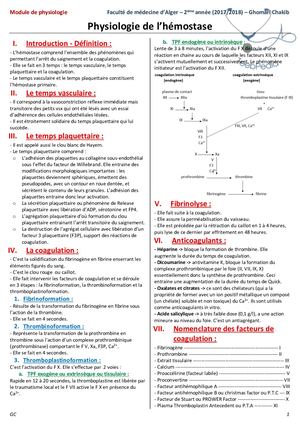 Physio De L Hémostase