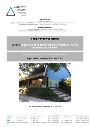 Rapport d'expertise de la charpente du gymnase du Parc - 29 juin 2018