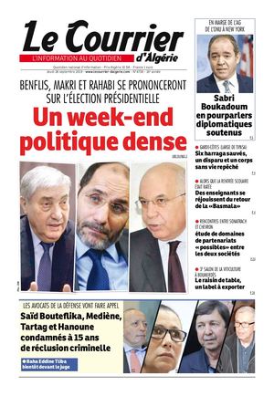 Le Courrier d'Algérie du jeudi 26 septembre 2019