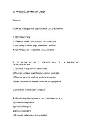 La Parroquia En America Latina