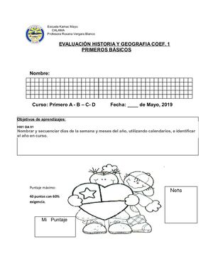 Prueba Meses Y Estaciones Del Año Primer Año