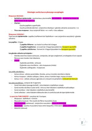 Histologie Cavités Bucco