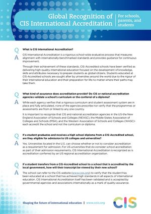 CIS International Accreditation Recognition (For Students, Schools And Parents)