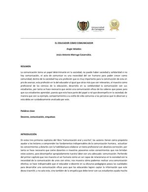 El Educador Como Comunicador