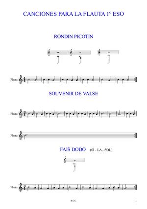 Canciones Flauta 1 º ESO  ED. FUZEAU