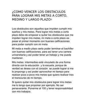 Como Vencer Los Obstaculos Para Lograr Mis Metas
