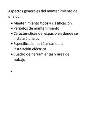 Aspectos generales del mantenimiento preventivo