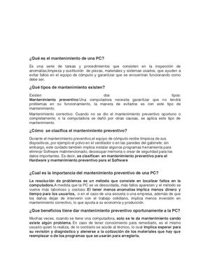Qué Es El Mantenimiento De Una Pc