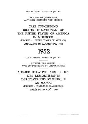 CASE'S CONCERNING: RIGHTS OF NATIONALS OF UNITED STATES OF AMERICA IN MOROCCO 1952