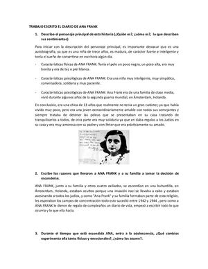 Trabajo Escrito El Diario De Ana Frank
