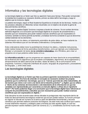 Informatica Y Las Tecnologías Digitales