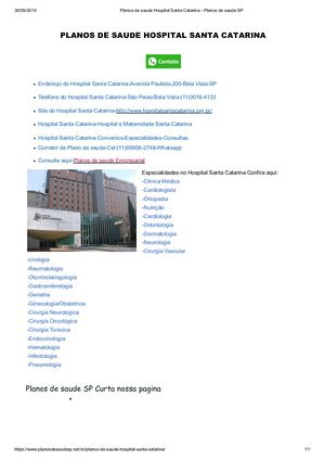 Planos De Saude Hospital Santa Catarina Planos De Saude Sp