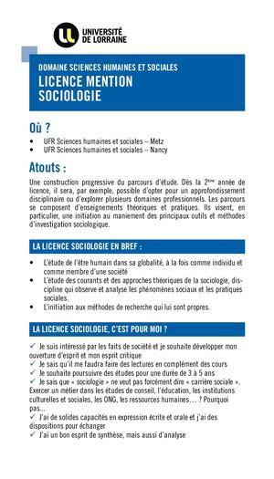 Plaquette Licence Sociologie
