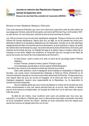 Républicains Espagnols - Discours Jean Sala Pala