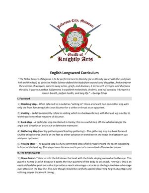 English Longsword Curriculum