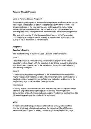 Panama Bilingüe Program