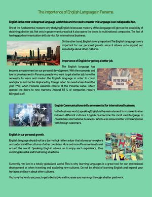 The Importance of English in Panama.