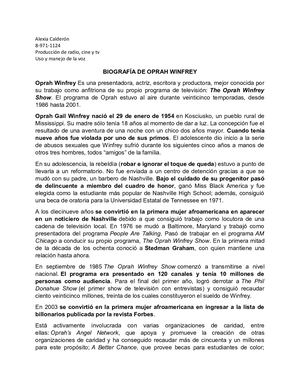 Biografia De Oprah Winfrey