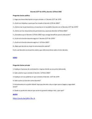 Decreto 2277 De 1979 Y Decreto 1278 De 2002