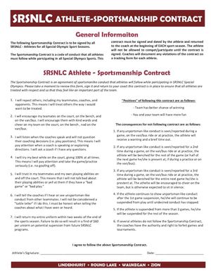 Srsnlc Athlete Sportsmanship Contract