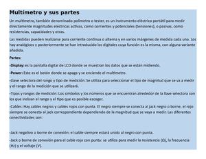 Multímetro Y Sus Partes