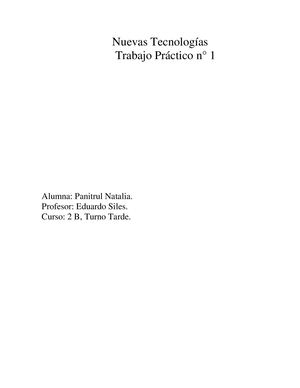 Nuevas Tecnologías, Trabajo Practico N° 1