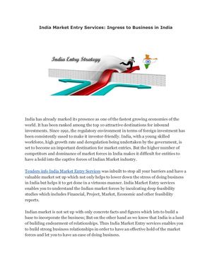 India Market Entry Services Ingress To Business In India