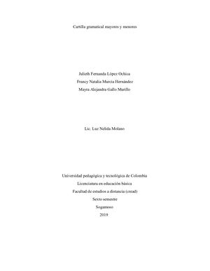 Cartilla Gramatical Mayores Y Menores (Menores)