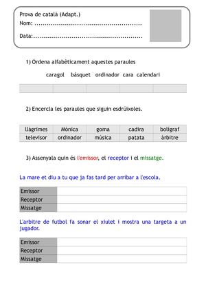 Prova Català Accentuació I Sinònims