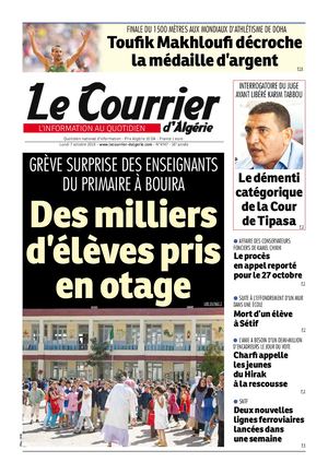Le Courrier d'Algérie du lundi 7 octobre 2019