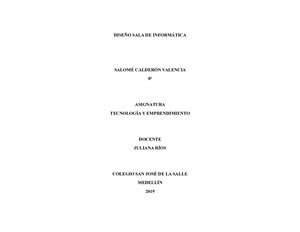 Diseño Sala De Informática Salomé Calderón Valencia 8a