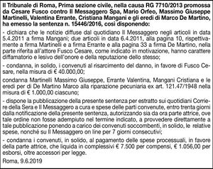 Sentenza Messaggero
