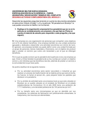 2da Act Complement Módulo I Mi Panaderia En Brooklyn